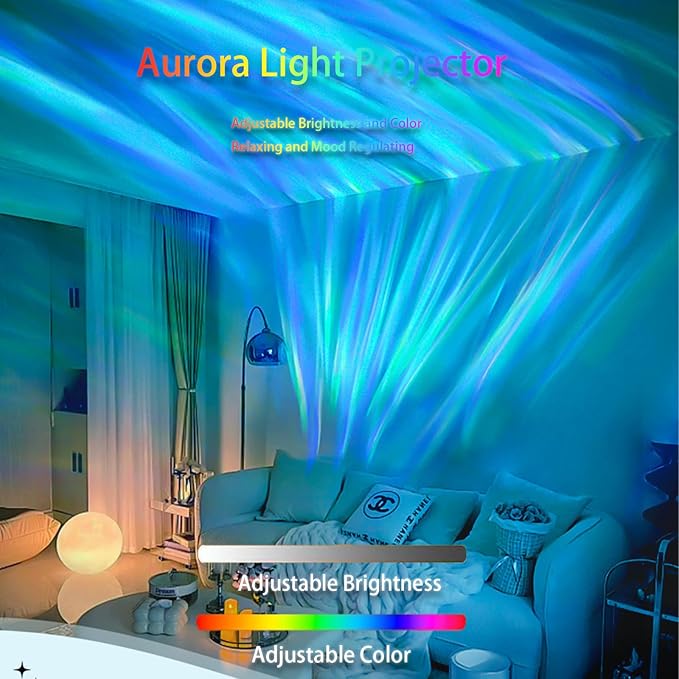 Growalleter Northern Lights Projector, 16 Colors Rechargeable Aurora Light Projector & Mood Lighting Galaxy Lamp, App Remote Night Light for Bedroom, Gift for Teenage Girls Room Decor (Battery)