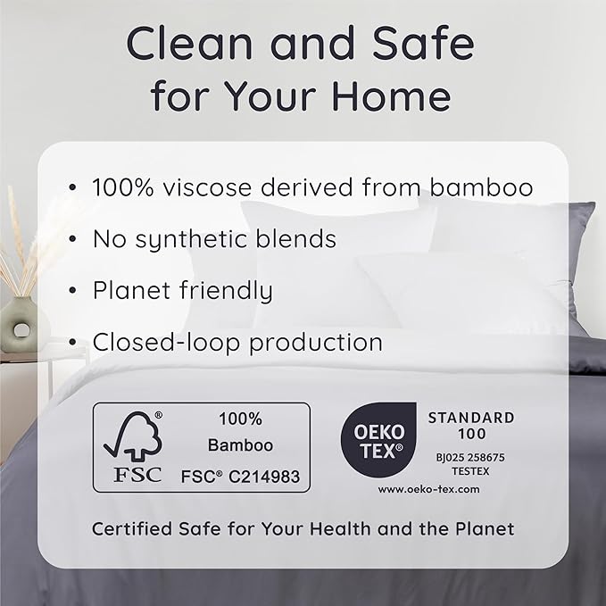 Bambaw 100% Viscose Derived from Bamboo Fitted Sheet Twin Size, Cooling Fitted Sheet with Corner Straps, Twin Mattress Fitted Sheet Only, 15’’ Deep Pocket Single Fitted Sheet Twin Size (Charcoal)