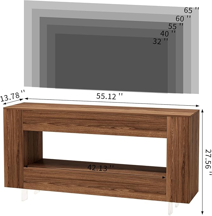 Vavkorkula TV Stand for 65 Inch with 2 Large Drawers & Hidden Storage Cabinets, Modern Farmhouse Entertainment Center Television Stands for Living Room Bedroom, Walnut