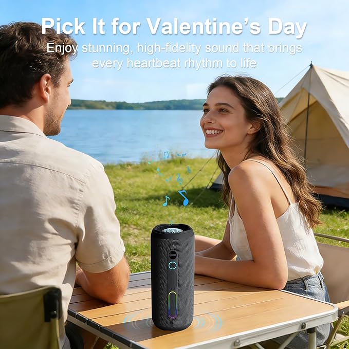 YOLOEMOT Portable Speaker Bluetooth, Powerful Deep Bass, Wireless Stereo Pairing, IPX7 Waterproof Dustproof,12H Playtime, Portable Outdoor Speaker for Travel, Sport, Party, Biking (Black)