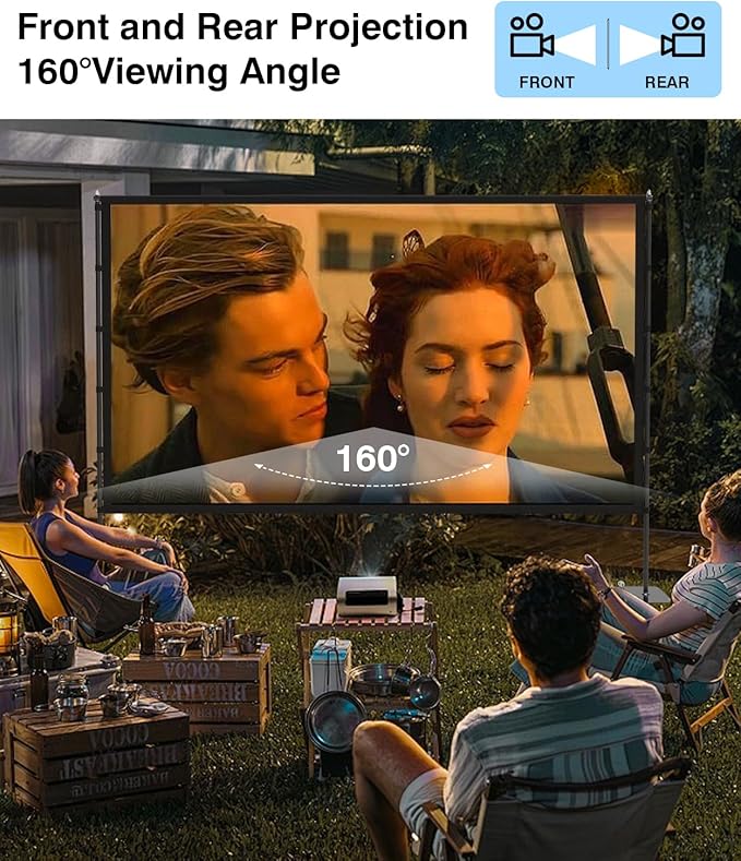 STWUI Projector Screen with Stand - 100 Inch Outdoor Projector Screen Portable Projector Screens 16:9 4K HD Outdoor Movie Screen with Carry Bag Can Enioy Home Theater Projection Screen
