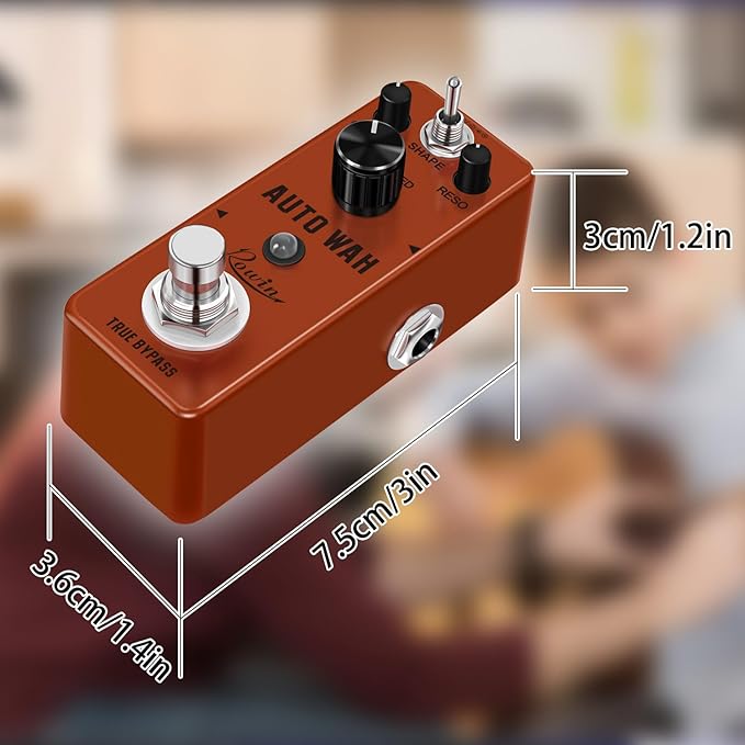 Rowin Auto Wah Guitar Effect Pedal Single Effect Mini Digital Pedal for Electric Guitar and Bass with True Bypass Switch Zinc Alloy Body LEF-3804