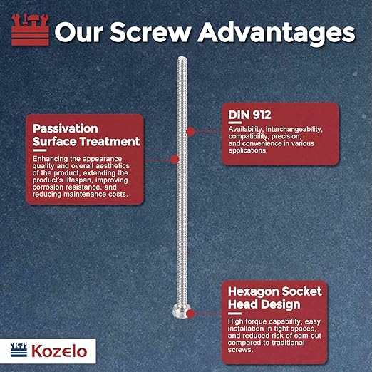 Kozelo 4pcs Socket Head Cap Screws - [M4-0.7 x 110mm] 304 Stainless Steel Allen Socket Drive for Electrical Motor 3D Printing Fan Engine Replacement Use, Silver