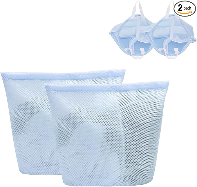 Guozcaray 2 Pcs Special Zoning laundry bag for delicates with handles mesh laundry bags washing machine laundry totes travel storage and sorting bag(Blue2)