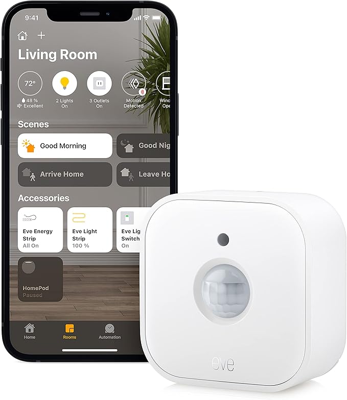 Eve Motion (Previous Version) - Smart Motion Sensor with Light Sensor, IPX3 Water Resistance, Automatic Activation of Lights and Devices, Thread