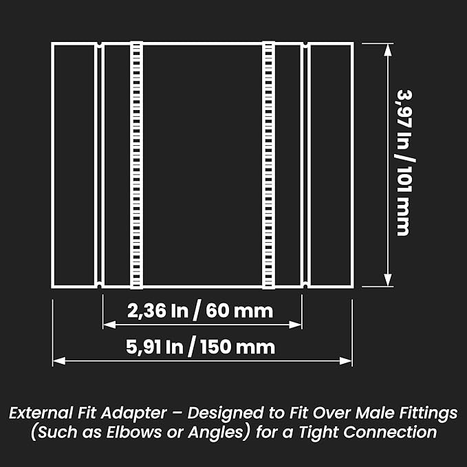 Repa Market 4" Inch Flexible Vibration And Noise Reducing Coupler - Female Fit Duct Connector – Galvanized Steel Coupling for Joining Two Male Duct Fittings – HVAC Ventilation Inline Joint