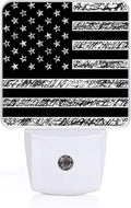 GANTINIR Black White American Flag Night Light, Plug-into USA Flag Nightlight White LED Lamp, Energy Efficient Decor Desk Lamp for Bedroom Hallway Stairs Bathroom
