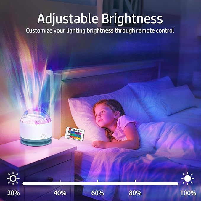 Northern Lights Projector, 2 Packs Rechargeable 16 Color Aurora Night Light Projector Ambient Lighting with Dimmable & Remote Control for Bedroom Kids Teen Girl Gift Room Decor