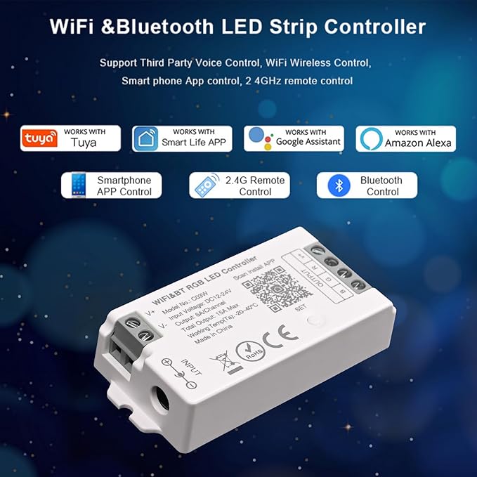 TUNICHX RGB SMD FCOB LED Strip 2.4 GHz WiFi Group Controller Alexa Google Home Smartphone APP Control Compatible with WR01RF LM096 FUT095 FUT096 B3 T3 Mi-Boxer/Mi-Light（RF Remote Does not Included