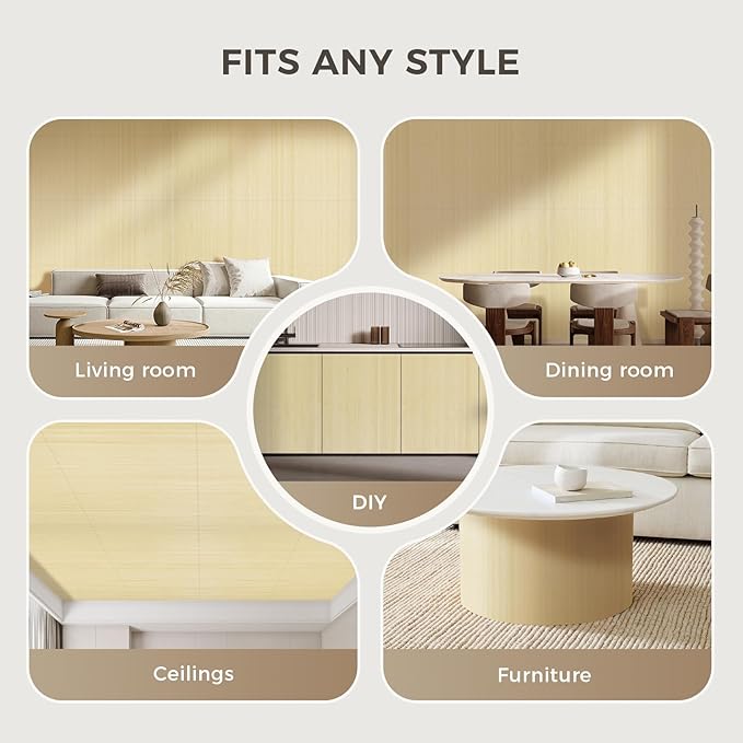 OUZUGIE 1 Pack 96x24 Inch Natural Bamboo Wall Panel – Raw Pole Wrap Paneling for Walls, Ceilings, Cabinets, Furniture – Ideal for Bedroom, Living Room & Office DIY Decor