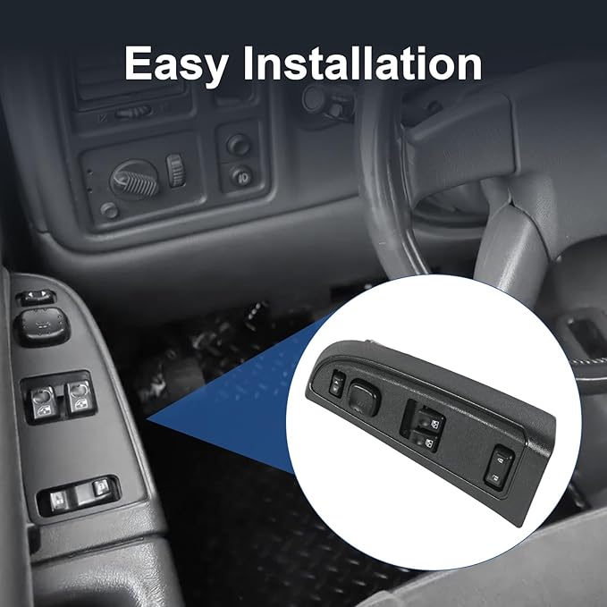 DICMIC Front Driver Side Master Power Window Switch and Door Lock & Black Bezel Assembly Compatible with 2003-2007 Chevrolet, GMC Select Model Replace# 15883322, 920-024, DWS-248