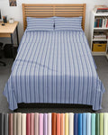 Full XL Bed Sheet Set - 4 Piece Extra Long Extended Full XL Sheets - Soft, Breathable & Cooling - Fits 8" to 16" Mattress with Deep Pockets - 54" x 80" - Wrinkle and Fade Resistant - Blue Stripes 3