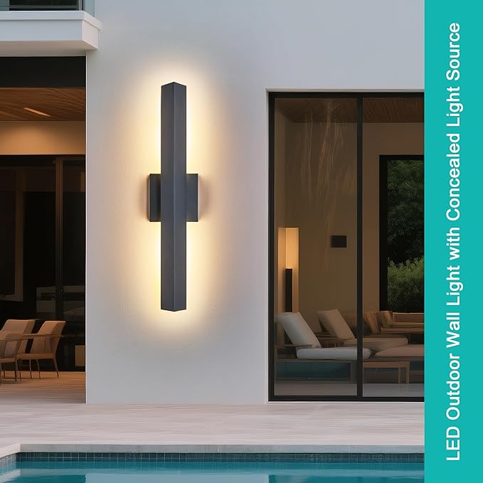 Tarentlight Modern Outdoor Porch Light Patio Lamp in 20W 3000K Integrated LED with Aluminum Triangle & Frosted Glass, IP65 Waterproof Wall Sconce,2 Pack(Textured Black),Can Installed in Any Direction.