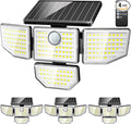 Adewalk 3000LM Outdoor Solar Light - Upgrade 4 Heads 188 LED Solar Motion Sensor Outdoor Lights, IP65 Waterproof Powered Light for Home Darkroom Backyard, 4 Pack