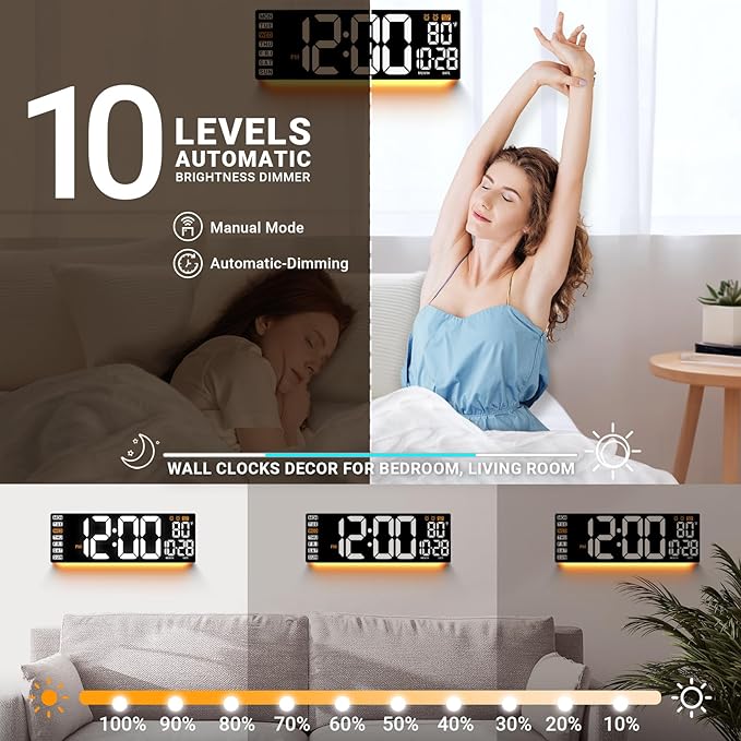16.5" Large Digital Wall Clock: Wall Mount Decor Clock Large Display for Classroom Dorm Office Game Living Room, House Warming Gifts New Home, Christmas Birthday Gift for Mom Dad Seniors Teen White