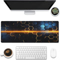 Eflxamz Large Gaming Mouse Pad for Desk,Golden Lines Honeycomb Technology Desk Mat,Honeycomb Technology Desk Pad,Extended Computer Keyboard Mouse Pad with Non-Slip Base and Stitched Edge,31.5"x11.8"