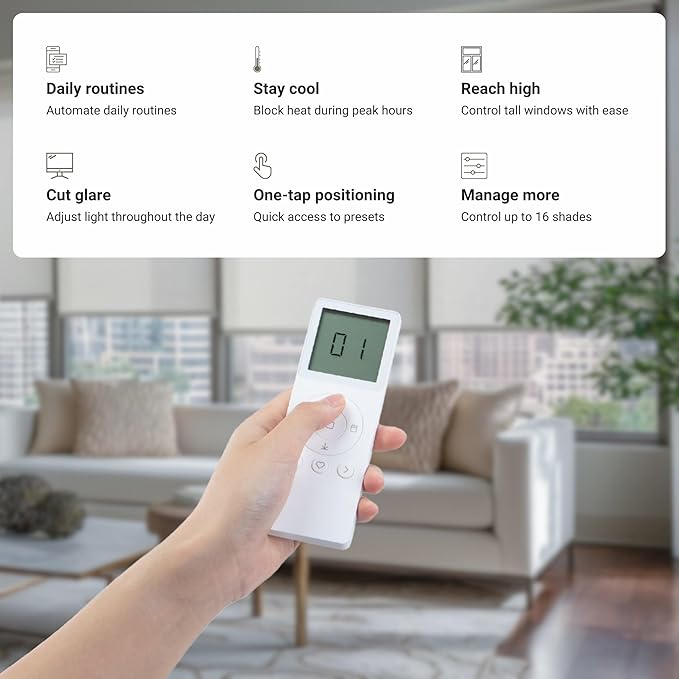 Progressive Automations Electric Roller Shade Motor Replacement Retrofit Kit - Pull Down Motorized Smart Blinds & Shades for Indoor Windows with Remote & Voice Control - Alexa & Google Home Compatible