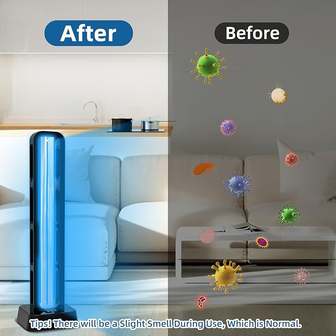 Zyntieu 69W UV Light Sanitizer with Remote Control and 3 Timers – Home Disinfection Device 99.99% Cleaned of Germs, Viruses, Mold and Dust Mites – Whole Room Disinfection Lamp for Home and Office