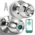 UMIK UMIKSMART Fingerprint Door Lock, Smart Door Knob, Keyless Entry Door Lock with App Control, Thumbprint Door Knob with Backup Key, Suitable for Home, Bedroom, Apartments, Garage, Office - Sliver