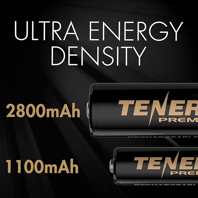 Tenergy TN477U 8-Bay Fast Charger for NiMH/NiCD AA AAA Rechargeable Batteries with 8pcs AA and 8pcs AAA Premium Pro Rechargeable Batteries