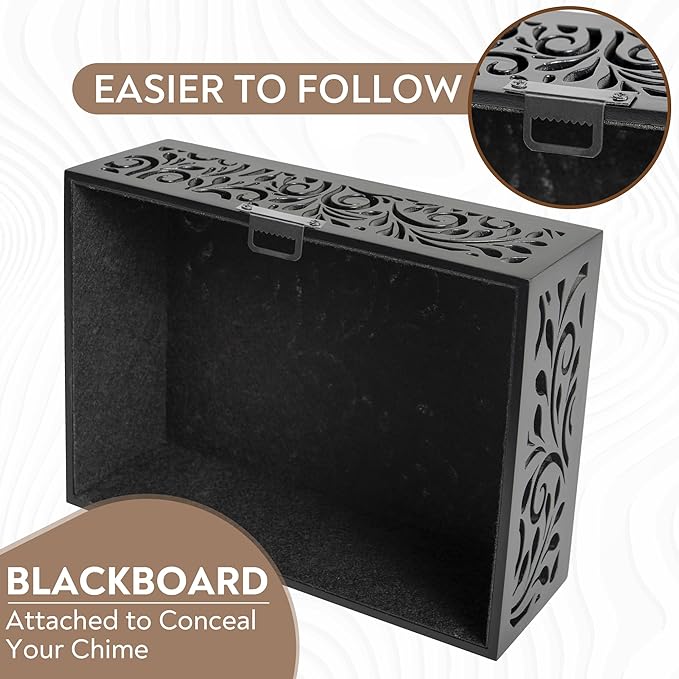 Black Decorative Doorbell Cover Box,Weather Protection Housing Modern Black – Sleek Wall-Mounted Decorative Door Bell Cover Plate – Noise-Reducing (large seize (9.84” x 7.87” x 3.15”))