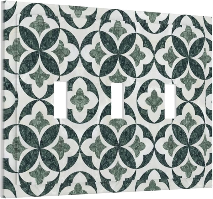 Bvtewkhz Green Luxury Modern Cubic Marble 3 Gang Triple Toggle Decorative Light Switch Covers Electrical Faceplate Switch Plates For Bathroom Kitchen Home