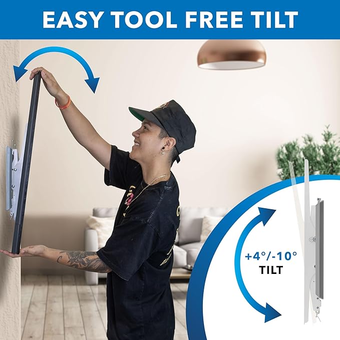 Mount-It! Tilting TV Wall Mount for 43"-90" TVs, Ultra Slim Heavy-Duty TV Mount with Low Profile 1.9", VESA 200x200 to 800x400, Supports up to 165 lbs, White