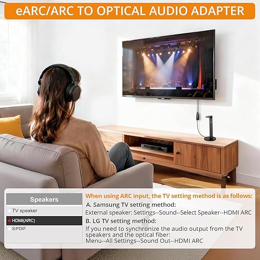 Neoteck ARC/eARC Audio Extractor, HDMI ACR Audio to Optical Extractor with Supports PCM 2.0, Dolby 5.1, DTS 5.1, 24bit/192kHz, Plug and Play, Suitable for TV, Home Cinema & Legacy Audio Systems