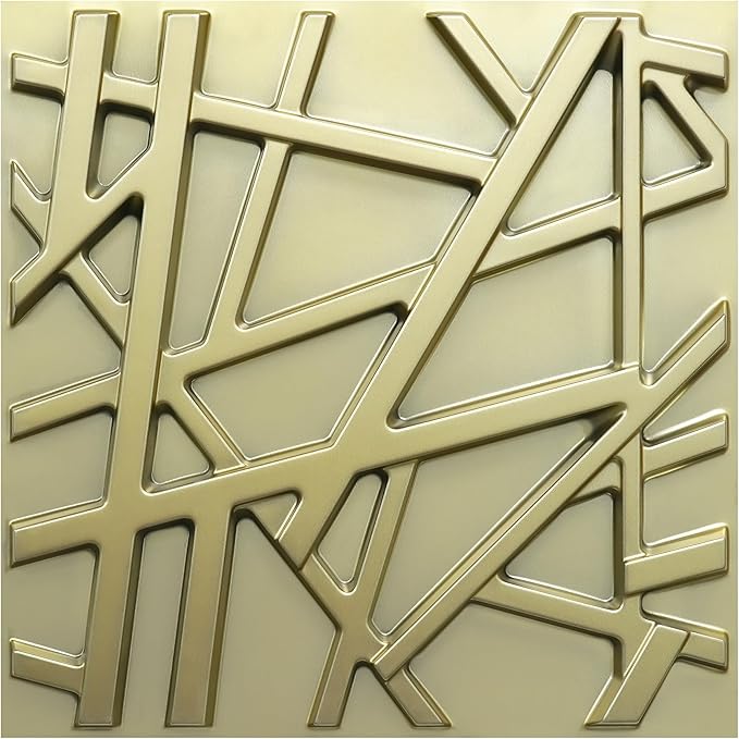 LEVOWAY 33 Pack 3D Wall Panels for Interior Wall Decor, 12''x12'' Champaign Gold Accent Textured Wall Panels, Wall Covering Panles for Living Room, Gaming Room, TV Background, Cover 32 Sq.Ft