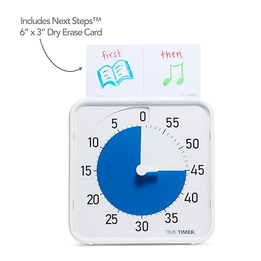 Time Timer Original 8" Visual Countdown Timer – Medium 60-Minute Silent Classroom Visual Timer for SEL, Emotional Regulation, Focus, Calm Transitions, ADHD, Autism – (Blue & White)