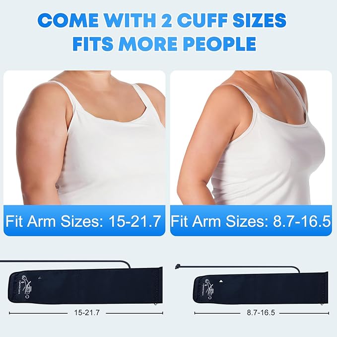 Double love Blood Pressure Monitors for Home Use with 2 Size Cuff (8.7-16.5'' & 15-21.7'' Extra Large Blood Pressure Cuff), 2x120 Memory, with USB Cable and 4 aa Batteries(Blue)