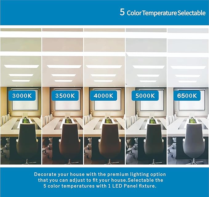 2x4 FT LED Light Flat Panel, 40-72W, 5 CCT 3K | 3.5k | 4K | 5K | 6.5K, Dimmable Recessed Drop Ceiling Lights, 3750/5000/6250/7500/9000 Lumens, Lay in Fixture for Office, 120-277V, UL DLC (4 Pack)