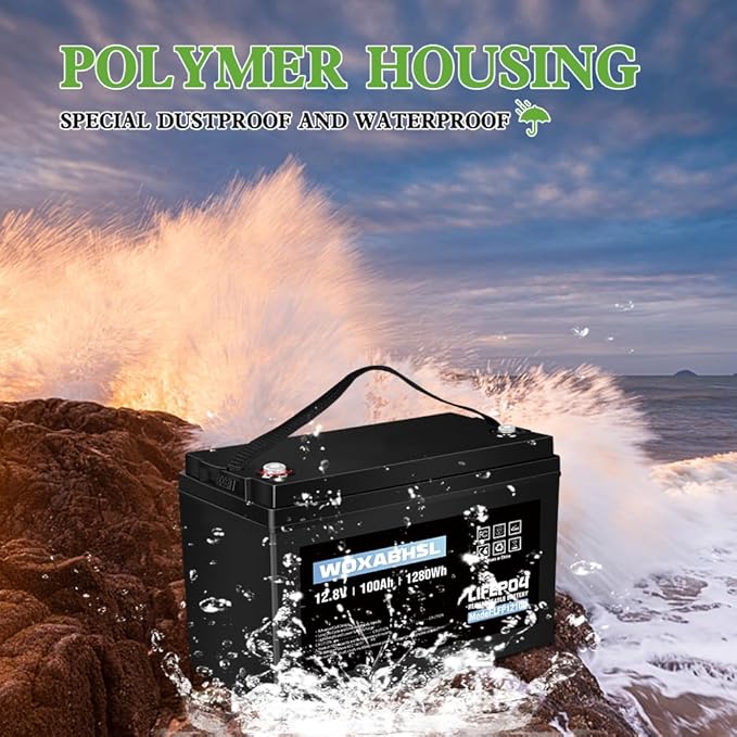 WOXABHSL 4 PCS 12V 100AH Lifepo4 Lithium Battery Up to 15000+ Deep Cycles, Buit in 100A BMS Perfect for Trolling Motors, Boat, Marine, Rv, Solar