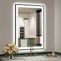 YEELAIT 24x36 Inch LED Bathroom Mirror with Lights (Front Lit and Backlit) Black Framed Lighted Vanity Mirror for Bathroom Wall Dimmable Anti-Fog Memory Tempered Glass Horizontal/Vertical