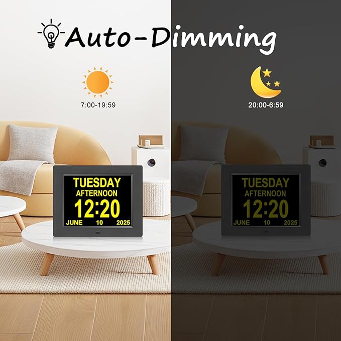 Jaihonda Clock with Date and Time for Elderly Dementia Clock for Seniors 12 Alram Option Large Display Large Number Digital Calendar Day Alzheimers Clocks for Seniors