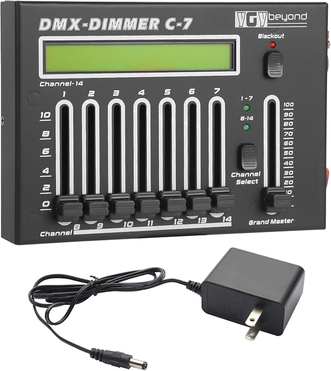 Ygybeyond DMX-C7Controller,14Channel, DMX512, Controller, Stage Lighting Equipment & Accessorie For Dj, Ktv, Large Concert, DMX Light Controller (14 channel DMX-C7)