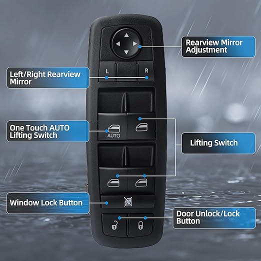 WUANGKI Master Power Window Control Switch | Front Driver Side | 13+8 Pins | Compatible with 2009-2010 Dodge Journey 2007-2010 Nitro 2008-2009 Jeep Liberty | OE 4602632AB | Window Buttons