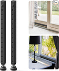 Gadgetzan Adjustable Window Security Bar,17-33 Inch Sliding Door Security Bar Lock with Rubber Base,Window Stopper for Patio Sliding Glass Door/Sliding Window/Anti-Theft/Child Safety (Black - 2 Pack)