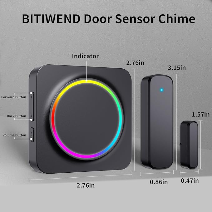 Door Chime, Door Chimes When Door Opens, Door Sensor Door Open Alarm with 600 FT Range, 32 Chimes 5 Adjustable Volume, Door Ringer Alert for Business/Home/Kids When Entering (2Receivers+1Sensor)