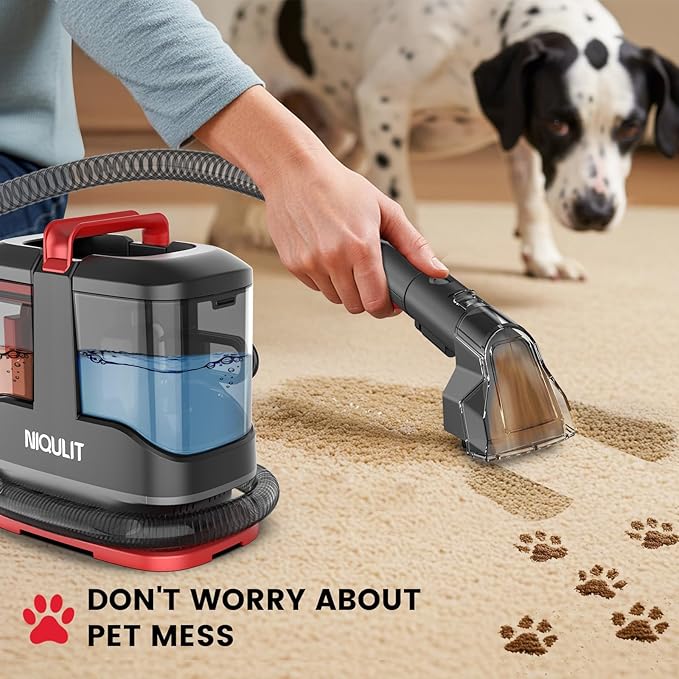 Portable Handheld Upholstery Spot Cleaner Machine, 15Kpa Deep Carpet Cleaner for Pets, Sofa, Couches, Area Rugs and Car, Furniture Cleaner Machine with Versatile Tools & Self-Cleaning System