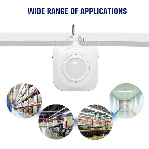 ECOELER Ceiling Occupancy Motion Sensor Switch, High Bay Fixture Mount 360° Ceiling Automatic Light Switch, 120/277VAC, UL, FCC Approved Passive Infrared Sensor