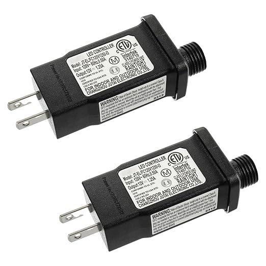 SIGANDG 12V 15W LED Transformer Replacement Class 2 Power LED Controller with 8 Modes Supply for Christmas String Light Inflatable Decorations IP44 Waterproof Low Voltage Transformer(2 Pcs)