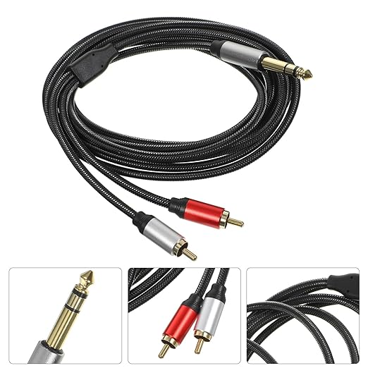 FRCOLOR 35mm 3-core Stereo to 2-Connector Audio Cable 3m Guitar Sound Signal Splitter Cable for Studio Recording and Microphone Accessories