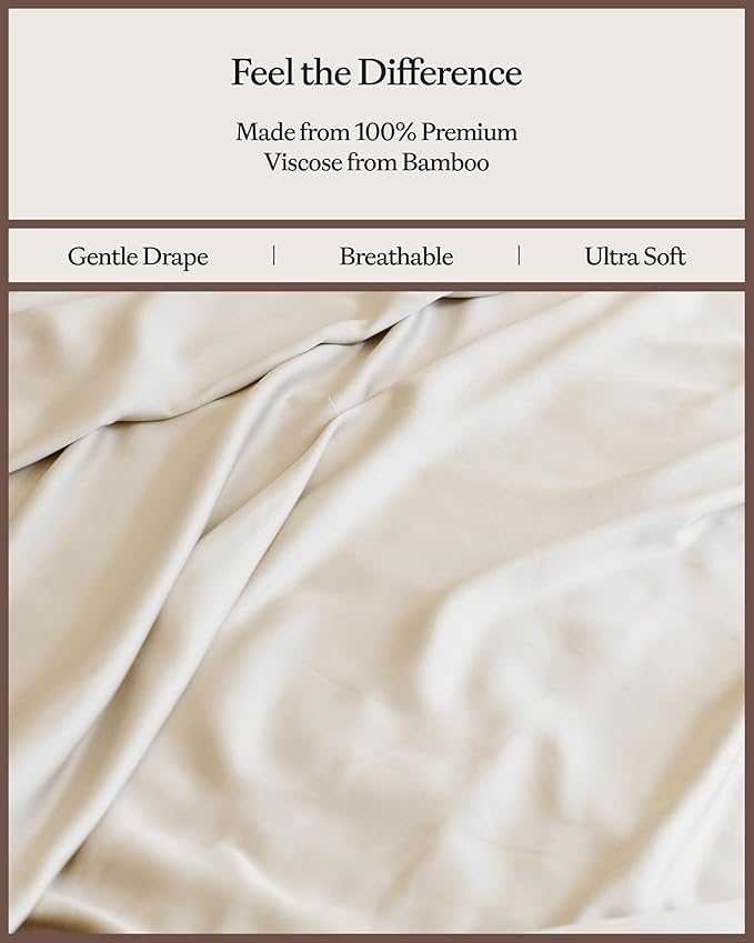 Cozy Earth Luxury Bed Sheet Set - 100% Viscose from Bamboo Fabric, Ultra-Soft & Breathable, Fits Regular & Deep Pocket Mattresses up to 20" - 4 Pieces California King Sheet Set Driftwood