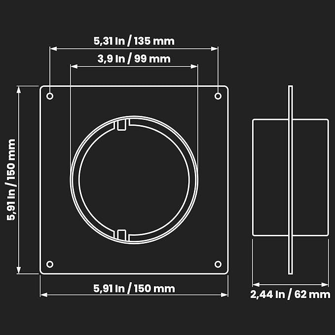 Repa Market 4 Inch Duct Connector Flange with 2 Clamps – ABS Plastic Round Male Fit Vent Pipe Adapter – Wall Plate HVAC Exhaust & Intake Coupling – Airflow Fitting for Ventilation and Cooling Systems