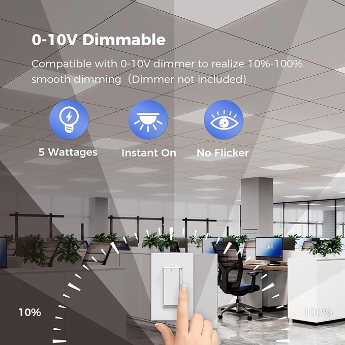 Aphyni 30 Pack 2x2 LED Flat Panel Light, Dimmable Office Kitchen Flush Mount Ceiling Light Panel,Bright 6500LM,Dimmable,Selectable Features, 3000K/4000K/5000K/5700K/6500K, 30W/35W/40W/45W/50W