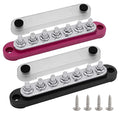 7 x M6 (1/4") Studs Power Distribution Block Bus Bar 12V, Ampper 5.9" HD 150A Marine BusBar Battery Distribution Block W/Cover for Car Boat Solar (Red & Black)