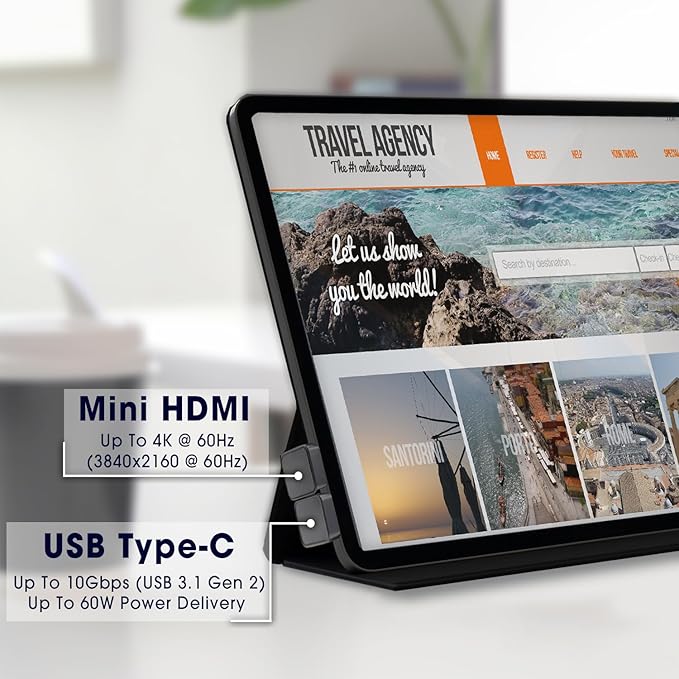 Kado 180 Degree Mini HDMI to HDMI 4K 60Hz Adapter U Shaped Mini HDMI Male to HDMI Female Extender Converter for Portable Monitor, Laptop, Tablet, Camera and Projector (Long Side Inward Up Angle)