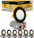 NUWATT 6 Pack 4 Inch Ultra-Thin Bronze LED Recessed Lighting, 5CCT 2700K/3000K/3500K/4000K/5000K Selectable, 630 Lumens, IC Rated, Dimmable Canless Wafer Light, Slim Panel Light, Metal J-Box, ETL