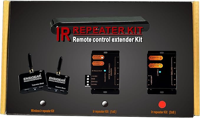 ENSIGEAR IR Repeater Kit, ir Repeater System，IR Remote Control Extender .Supports up to 100 feet， Dual Sensors Receiver